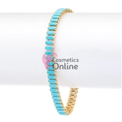 Bratara eleganta de mana BRM019EE Aurie cu cristale din zircon Albastre